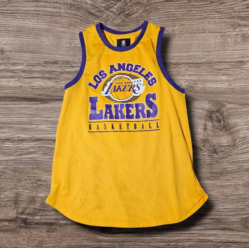 Vintage Los Angeles Lakers NBA Jersey Shirt Yellow‎ Purple No Number SMALL